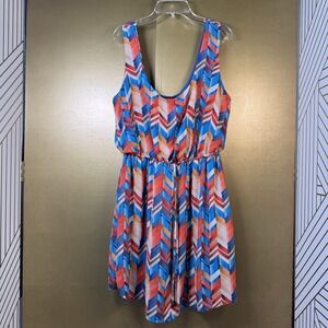 Rue21 Size Large Sleeveless Geometric Chevron Sleeveless Dress Elastic Waist